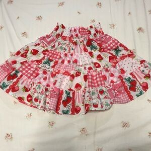 Red and White Polkadot Strawberry Pattern Skirt